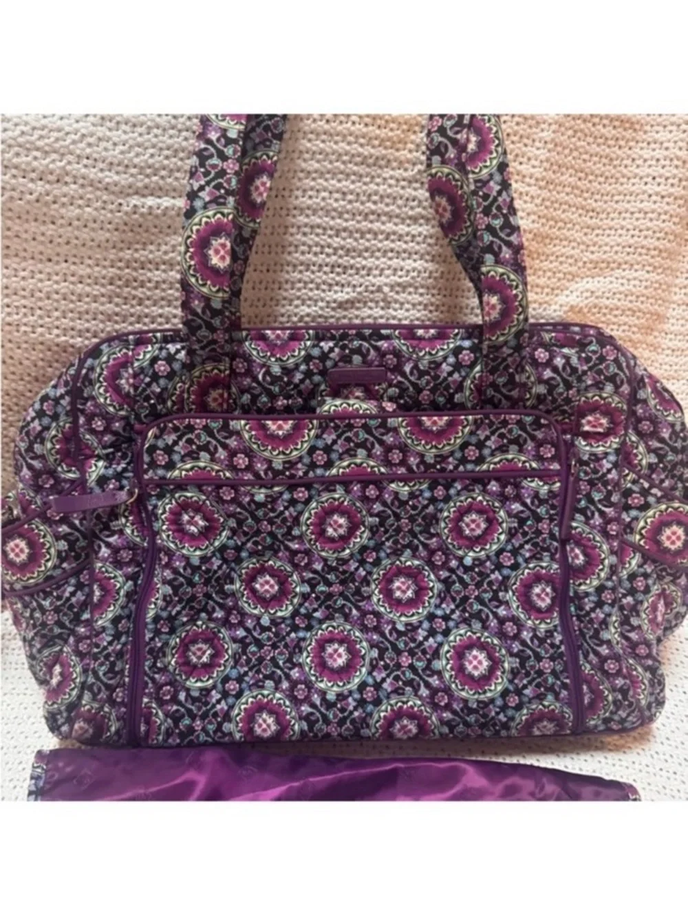 Vera Bradley Purple Floral Quilted Baby Bag with Changing Pad